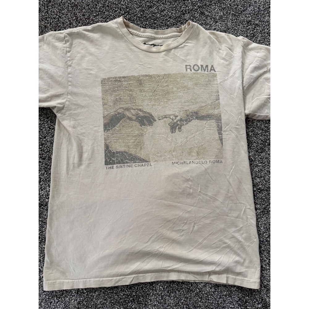 Artist Series Michelangelo Sistine Chapel Graphic T-Shirt Tan Mens Medium Roma